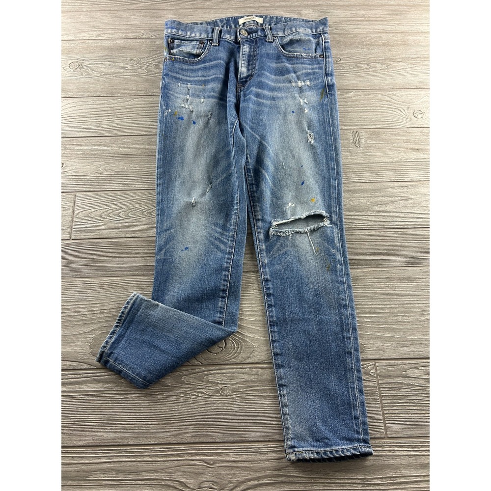 Moussy Vintage Skinny Distressed Paint Splatter Jeans Blue Size 27